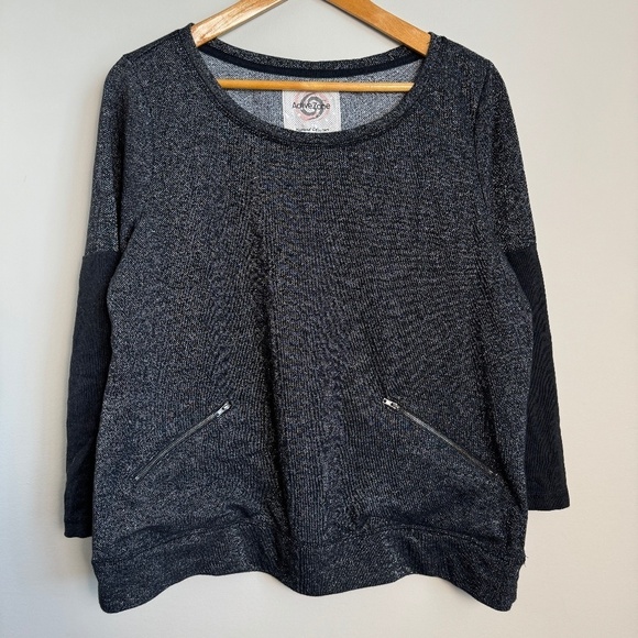 Active Zone Weekend Collection Women's Black Metallic Long Sleeve Top Size X - Picture 1 of 12